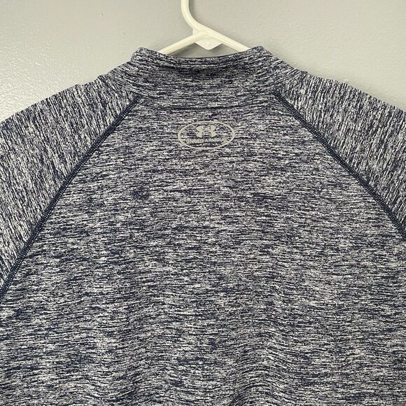 Under Armour Shirt Mens L 1/4 Zip Long‎ Sleeve Heat Gear Thermal Base Layer Blue - Picture 8 of 10